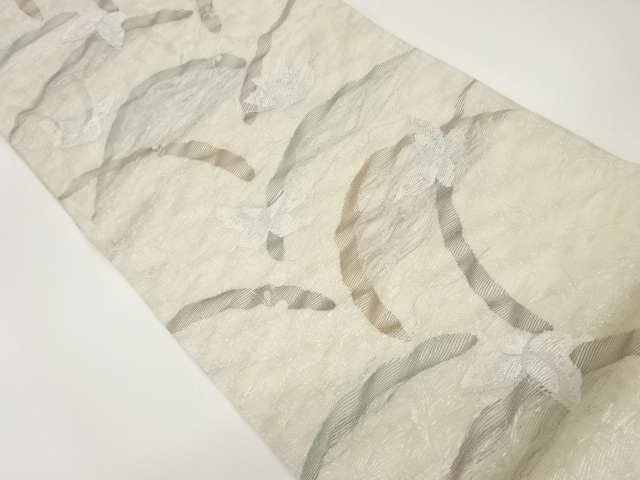JAPANESE FUKURO OBI FOR SUMMER / WOVEN BUTTERFLY